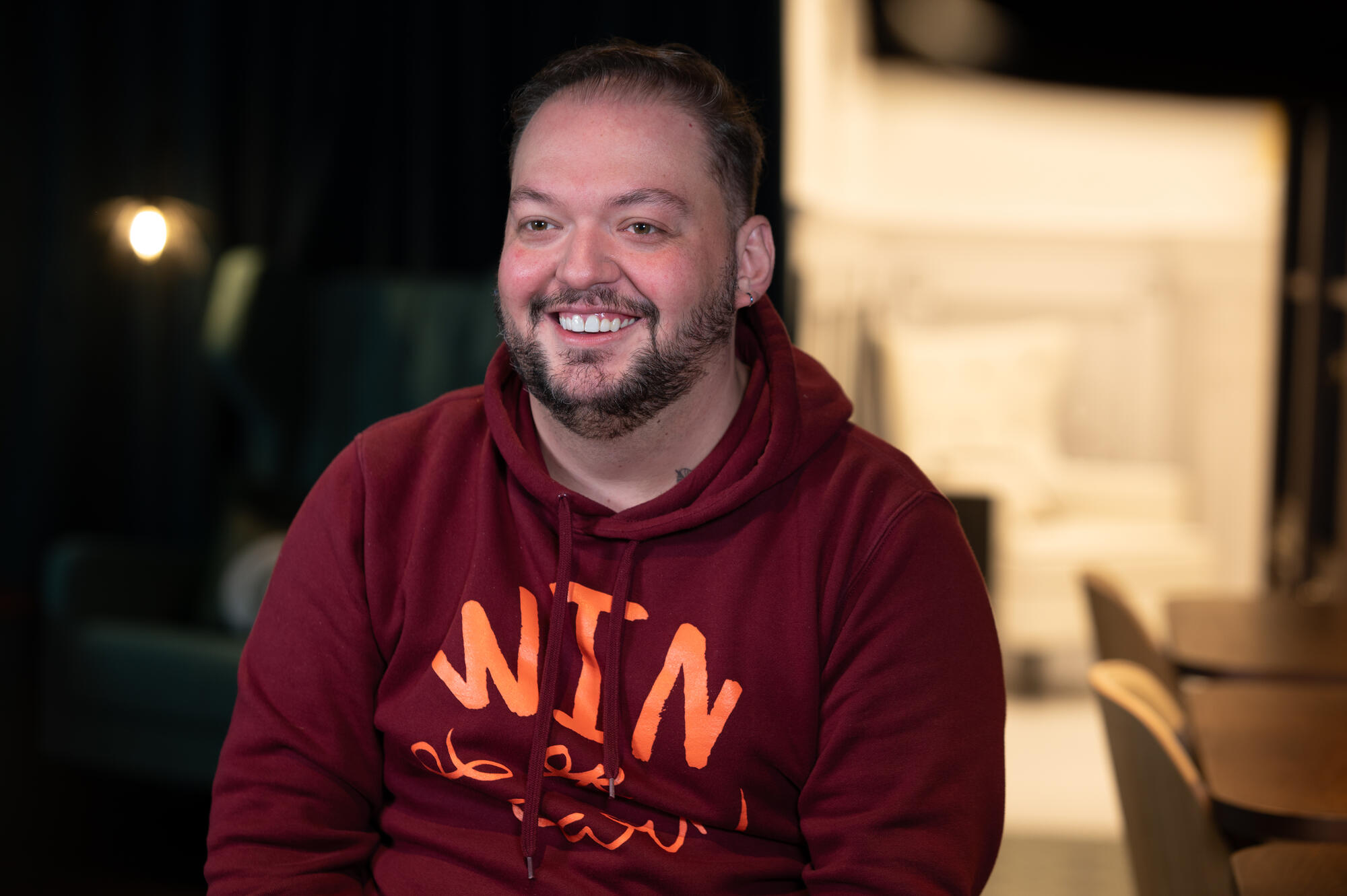 a person smiling at camera