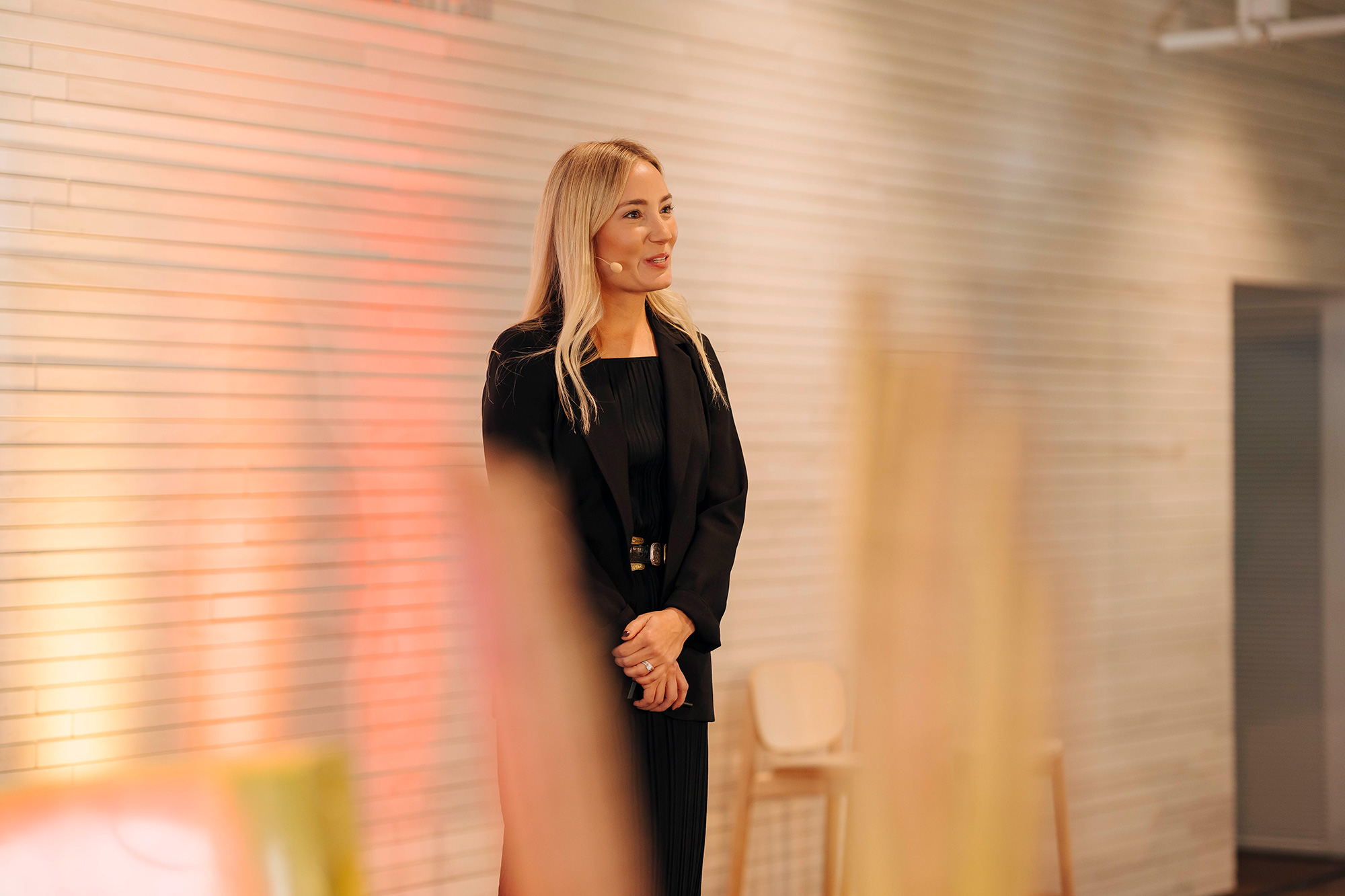 a woman in black dress