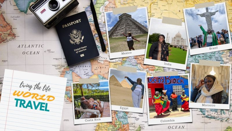 a passport and a camera on a map