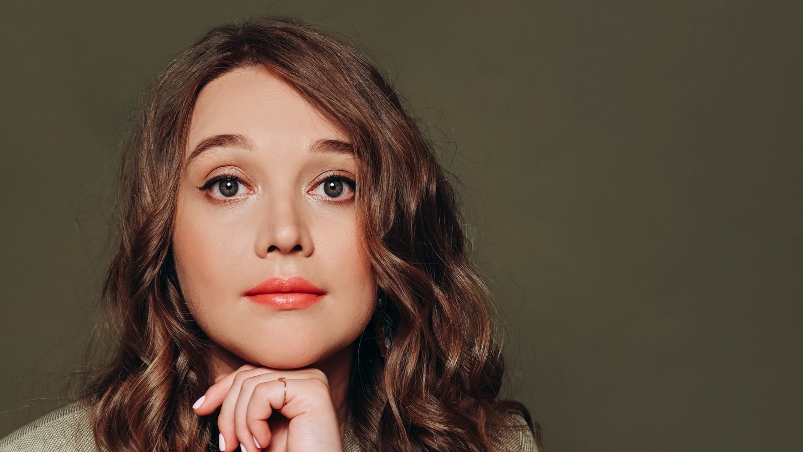 a woman sitting on a chair