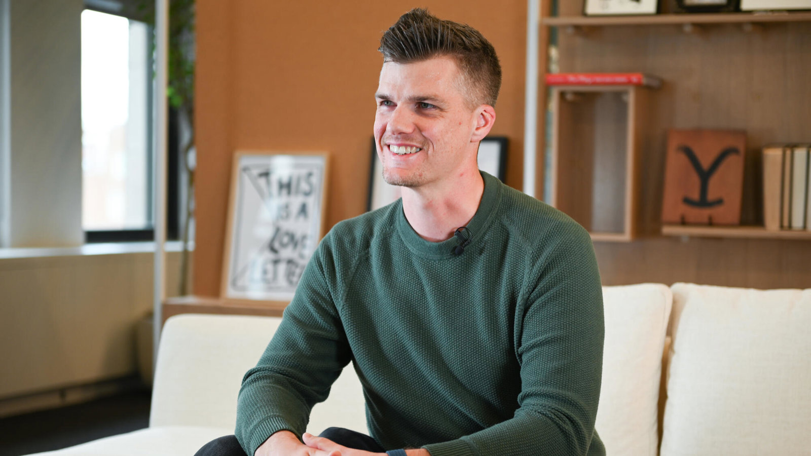 a person sitting on a couch