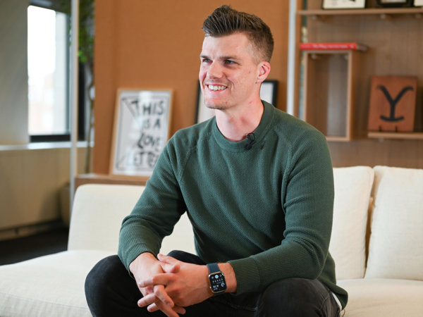 a person sitting on a couch