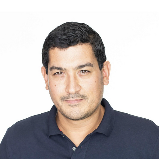 a person in a blue shirt