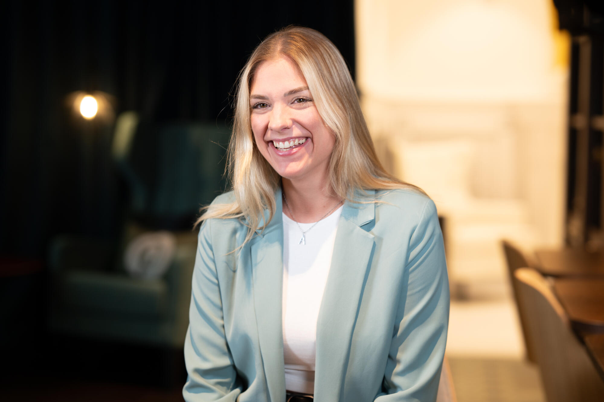 a person smiling at camera