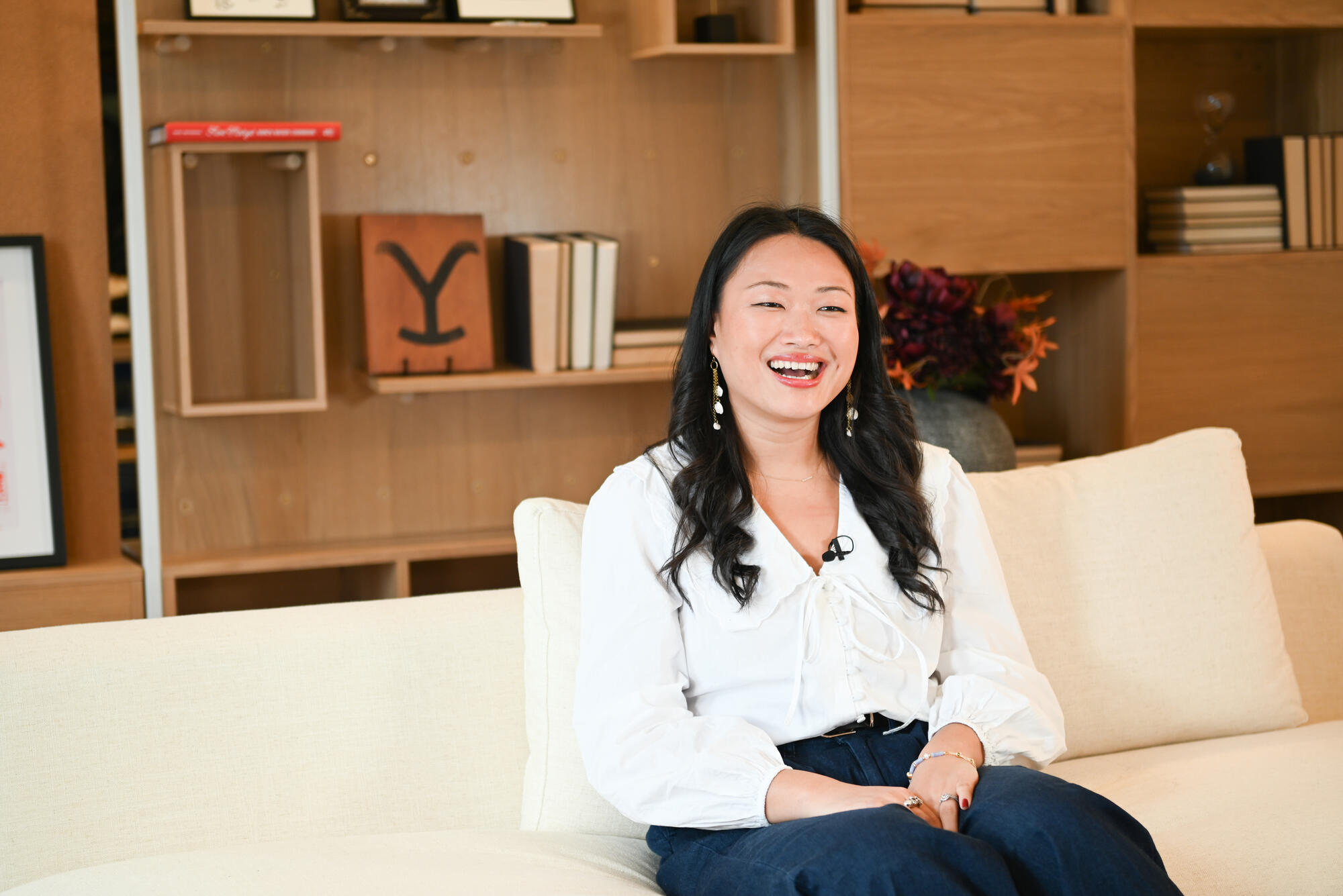 a person sitting on a couch