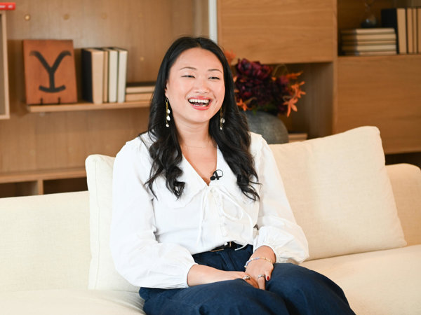 a person sitting on a couch