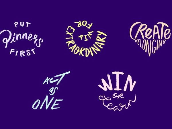 a group of words on a blue background