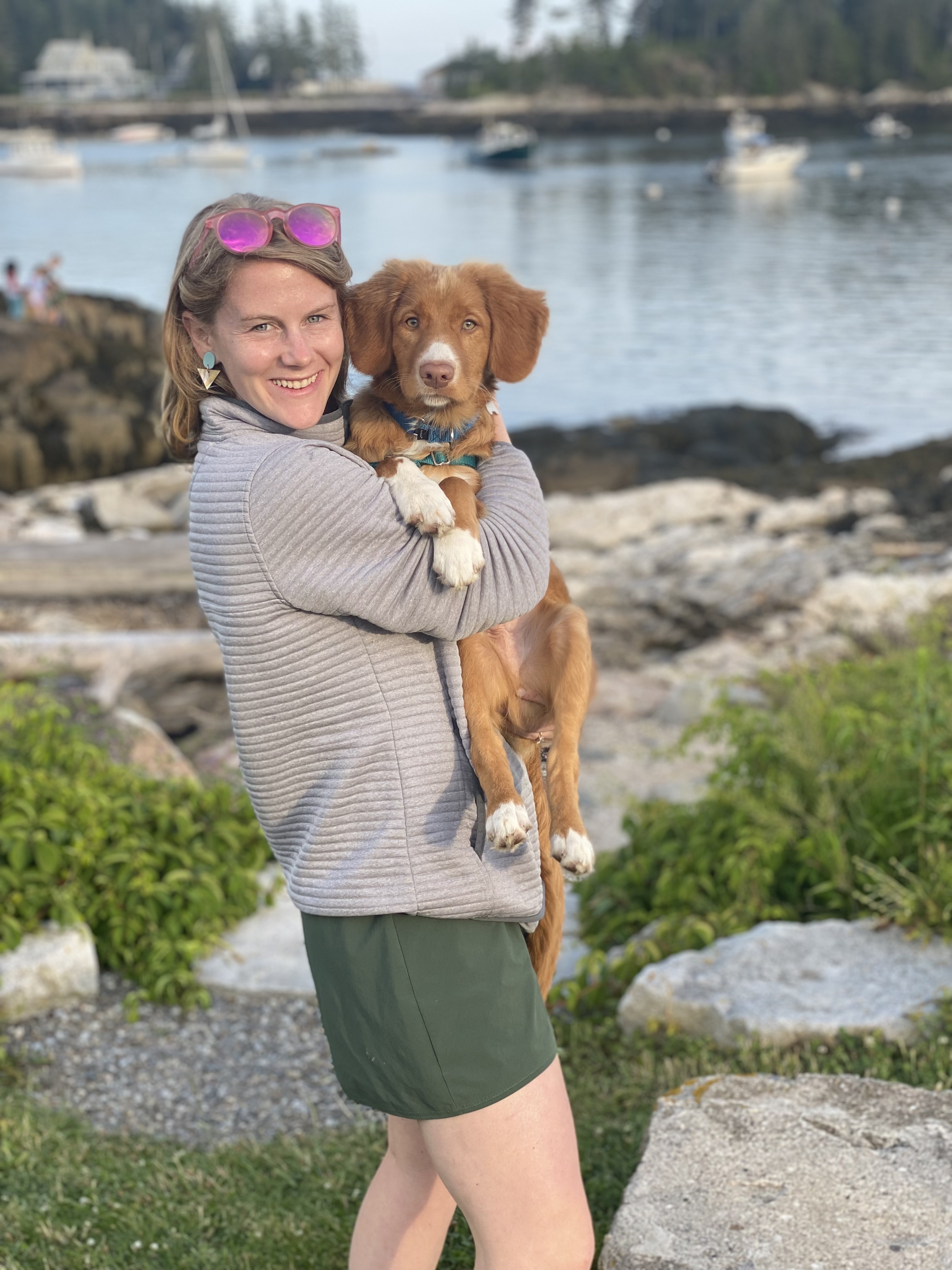 a person holding a dog