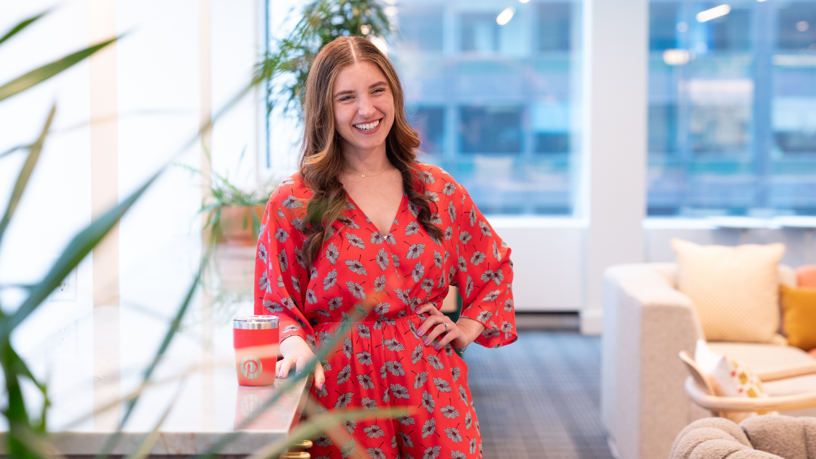 a person in a red dress