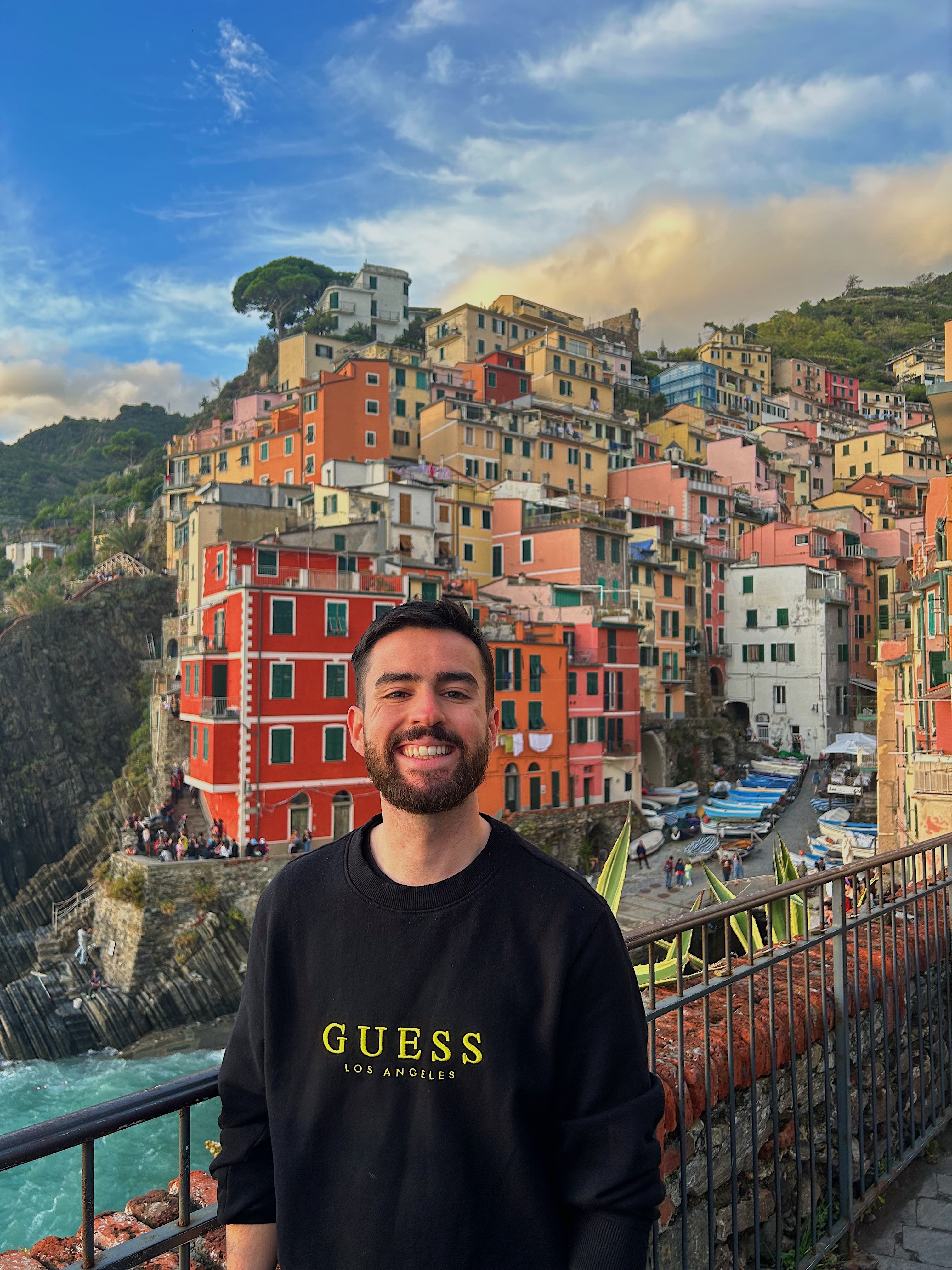 a person standing in front of a city