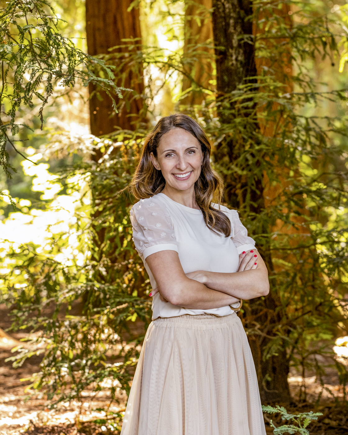 a person standing in the woods
