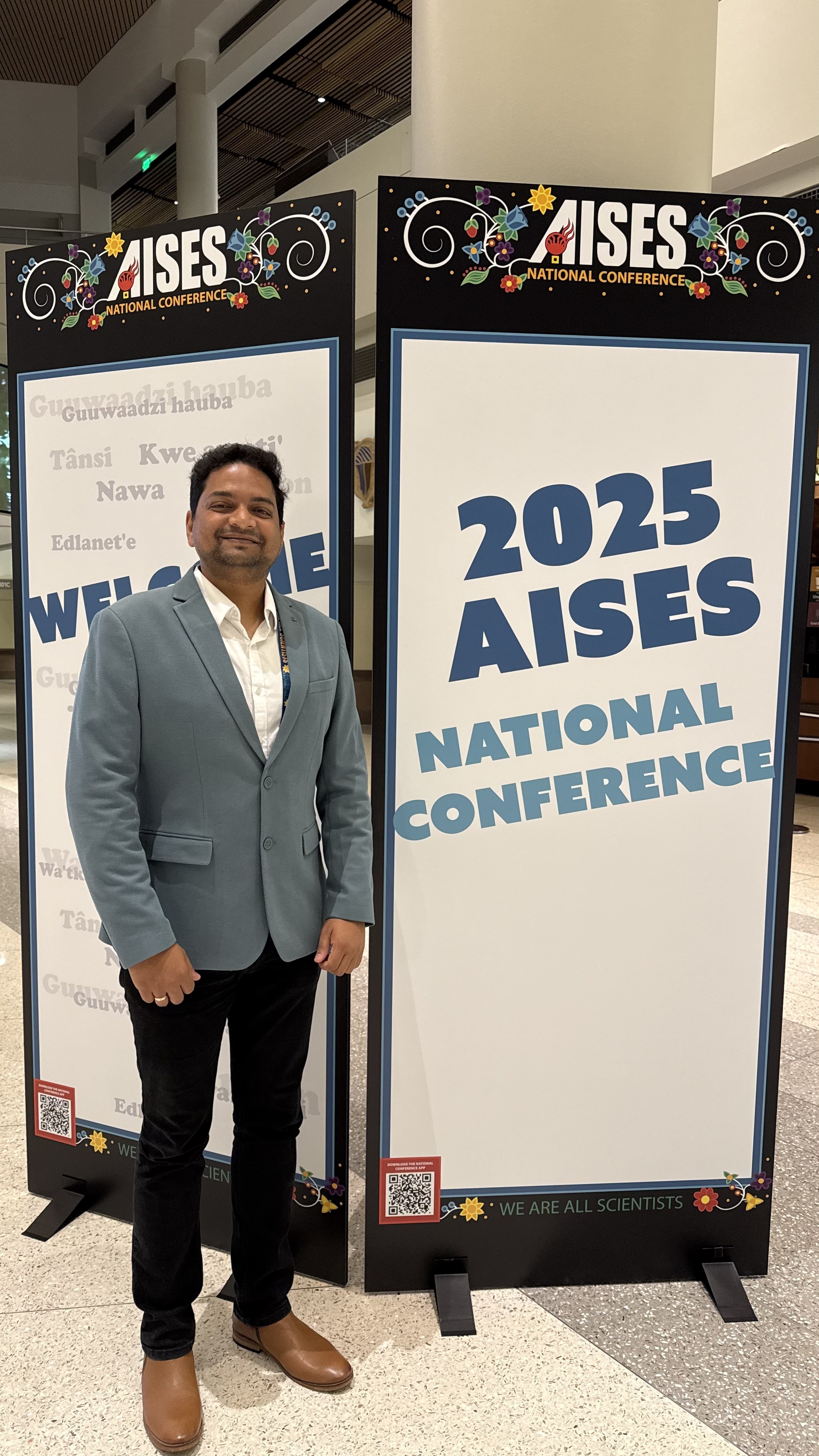 a person standing next to a sign