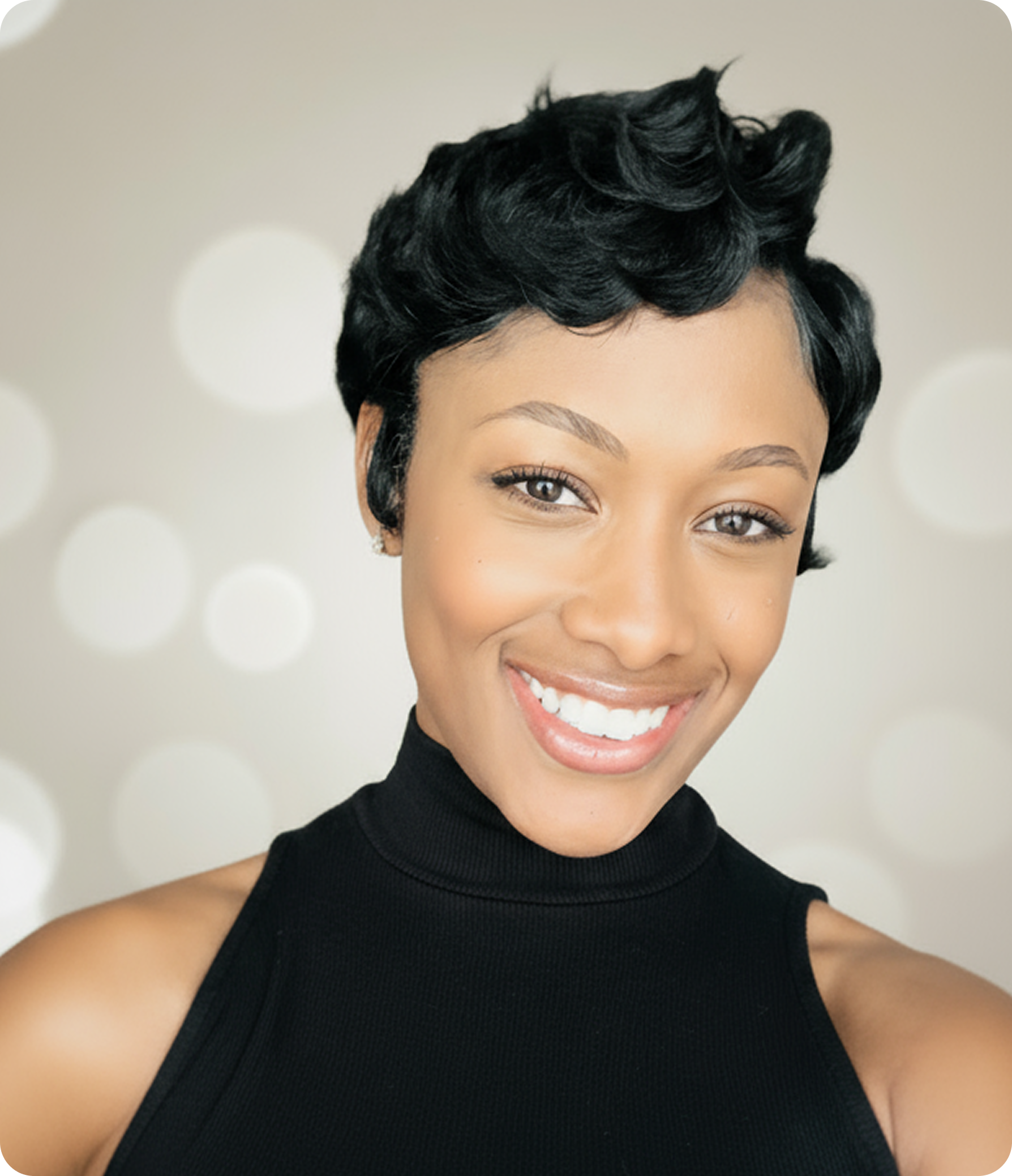 a person smiling for a selfie