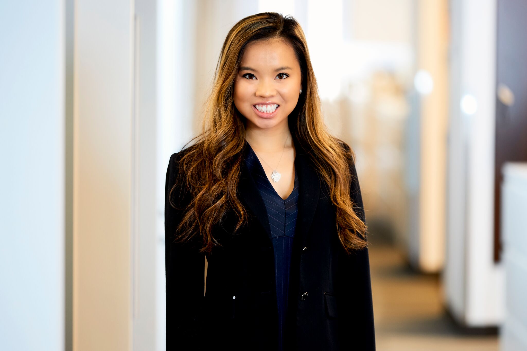 a woman smiling at camera